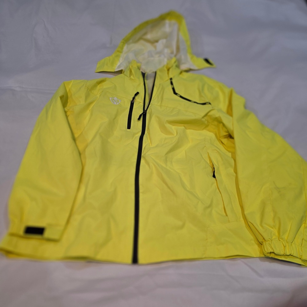 Generic Hooded Windbreaker Jacket Mens Size 2XL Yellow Good Water Resistant Zip